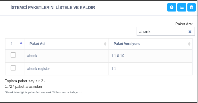 İstemci Paketlerini Listele ve Kaldır
