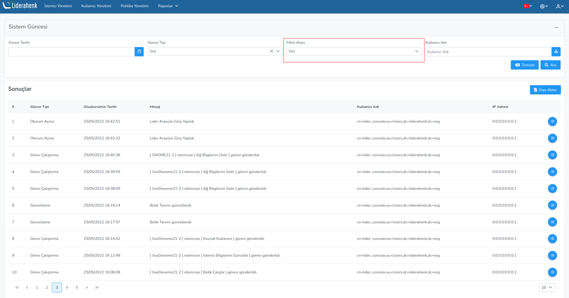 Sistem Güncesi Raporu